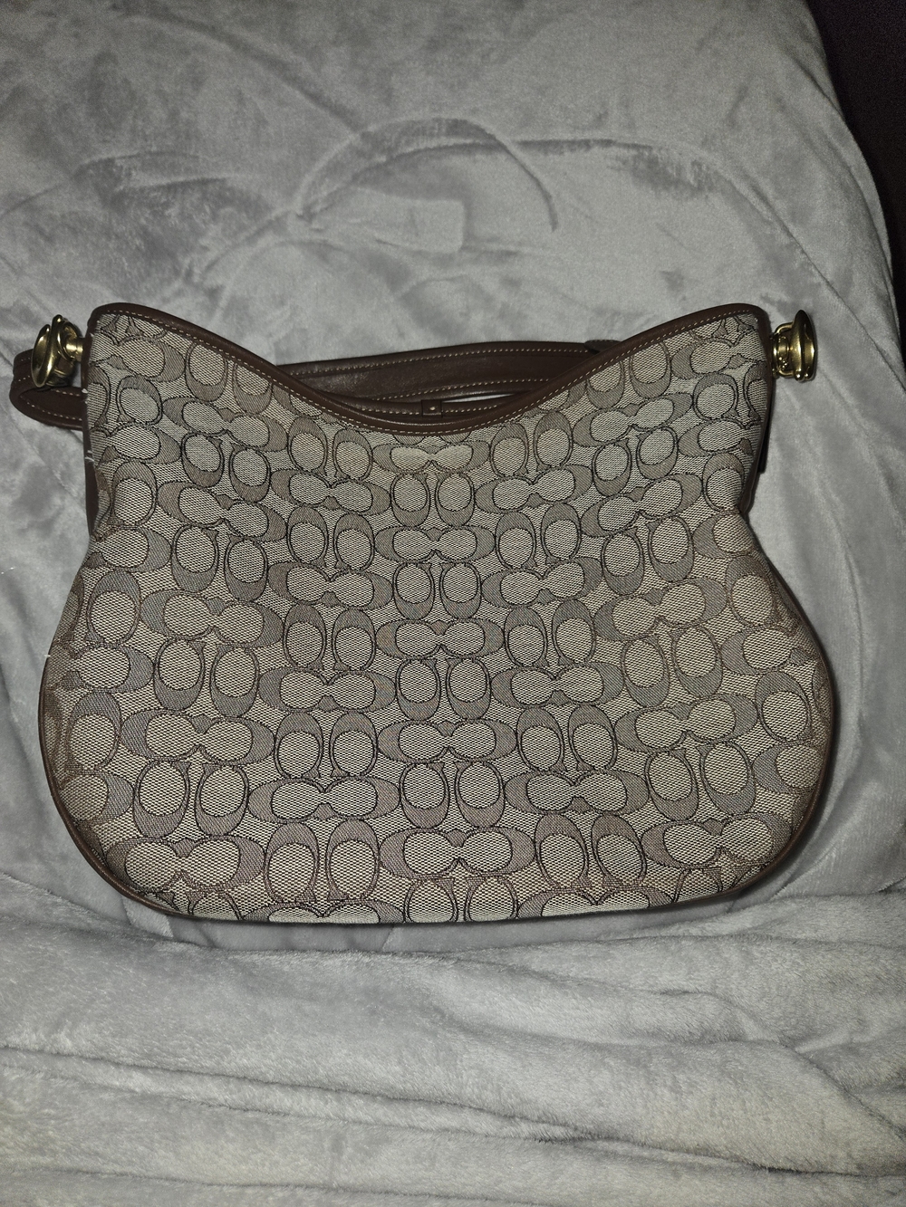 Coach Tan Signature Print Shoulder Bag
